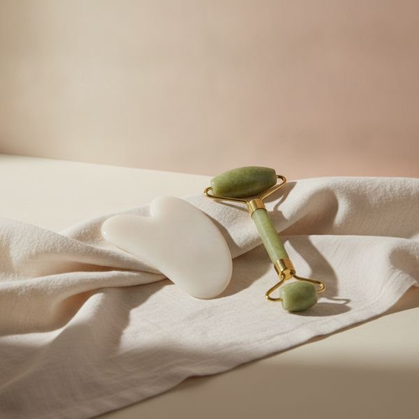A gua sha stone or facial roller