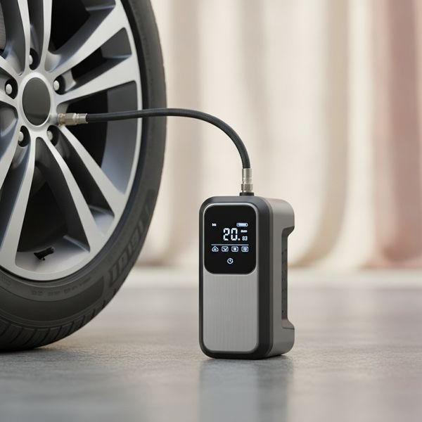 A tyre inflator with a pressure gauge