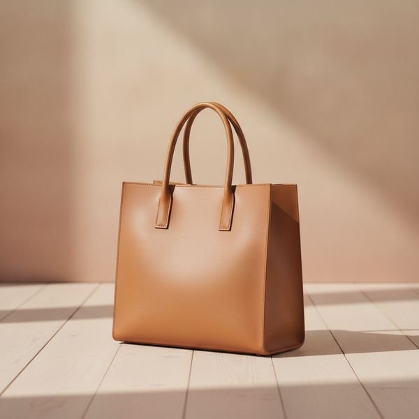 A structured leather or canvas tote