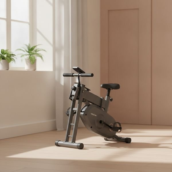 A folding exercise bike or rowing machine
