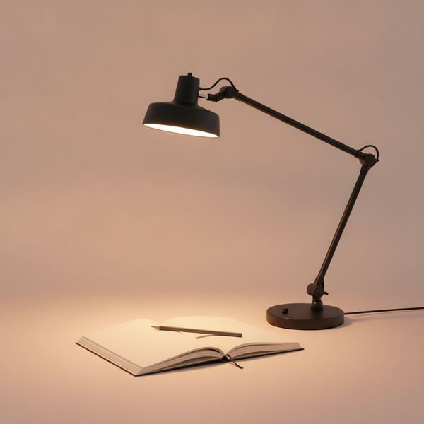 A desk lamp with adjustable colour temperature