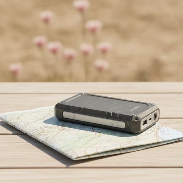 A power bank and a paper map