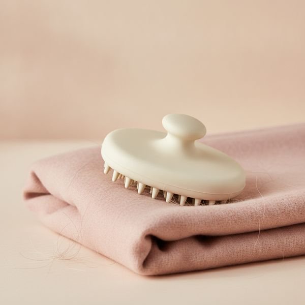 A rubber grooming brush or de-shedding tool