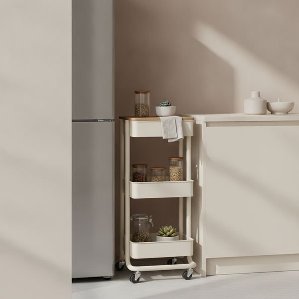 A slim rolling cart for a narrow gap